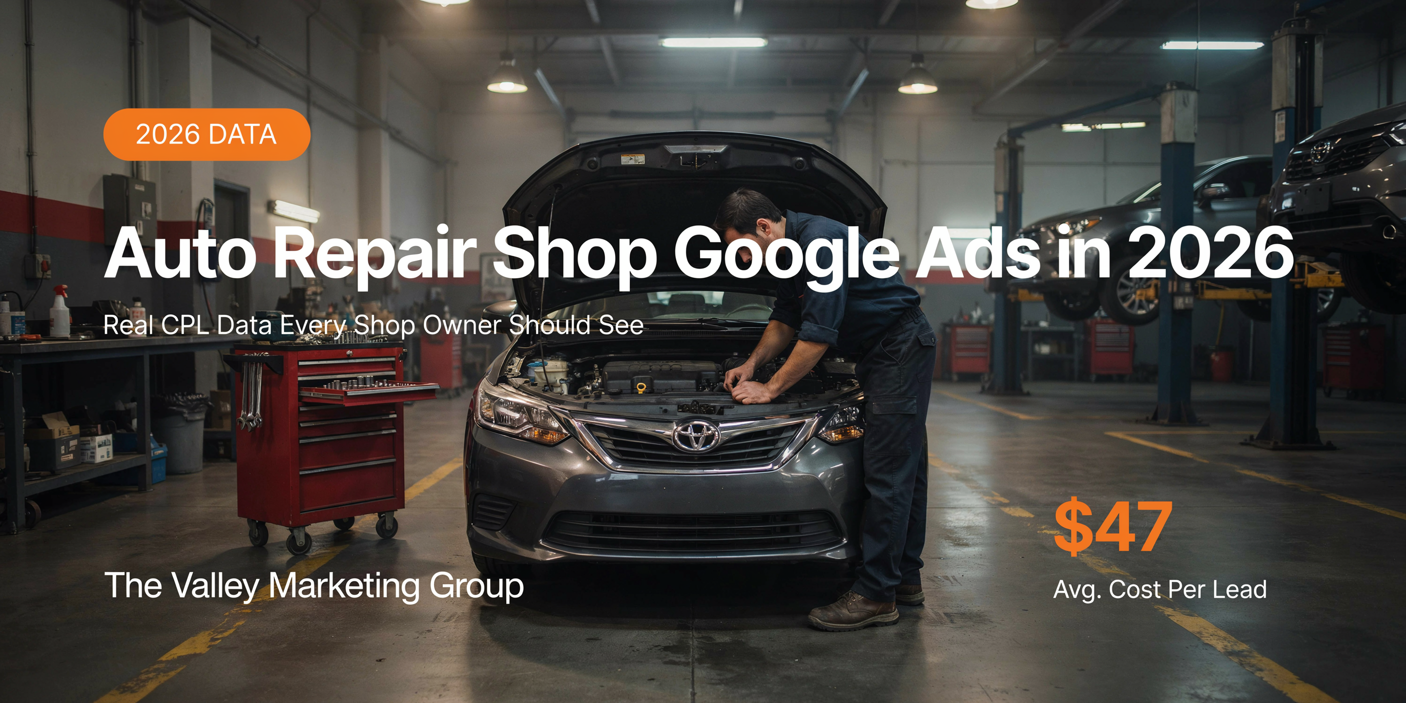 Mechanic working in auto repair shop representing Google Ads marketing for automotive service businesses