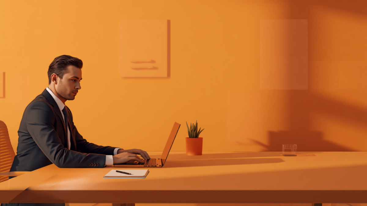 Laptop showing a website design layout on a clean workspace desk