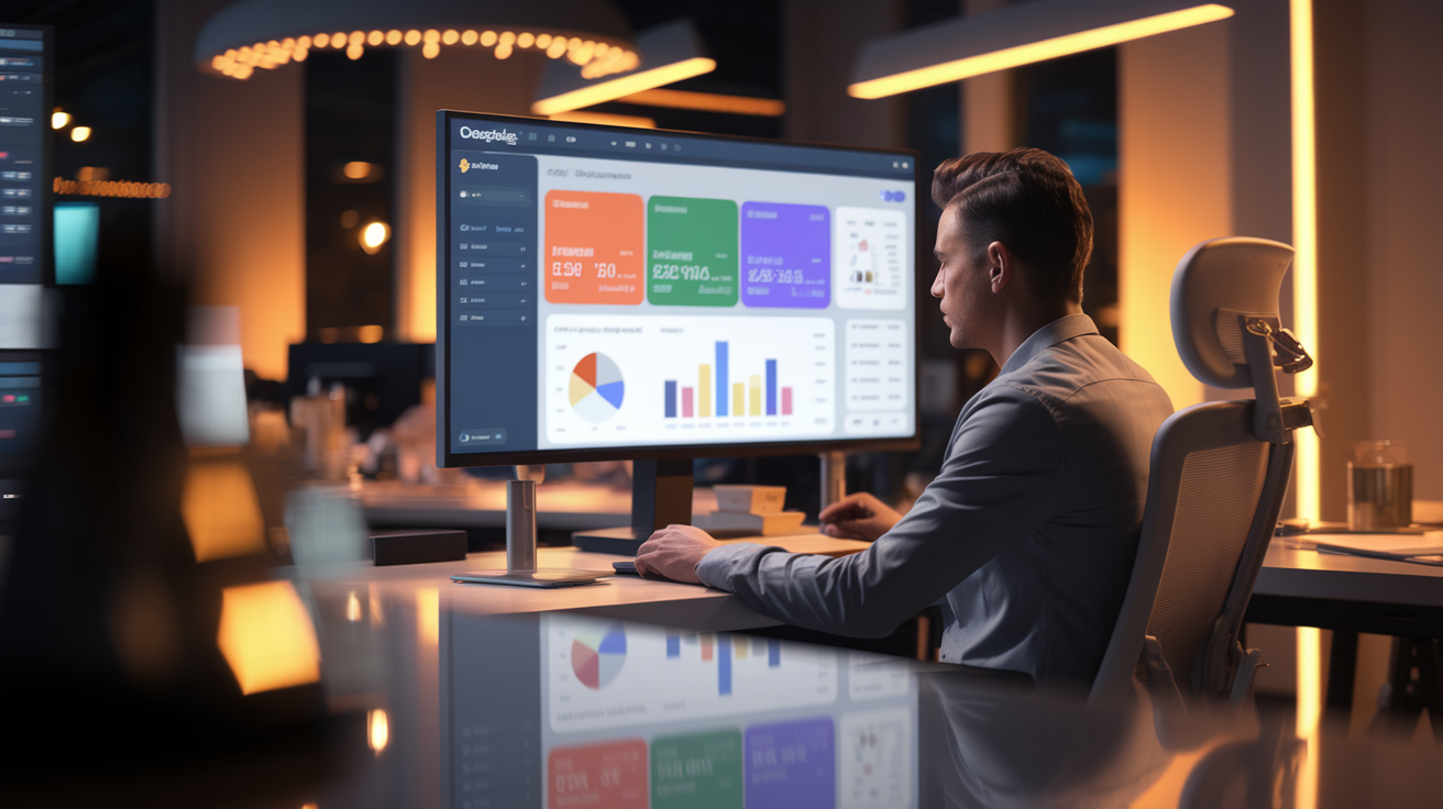 Contractor reviewing Facebook and Google ad performance on a laptop