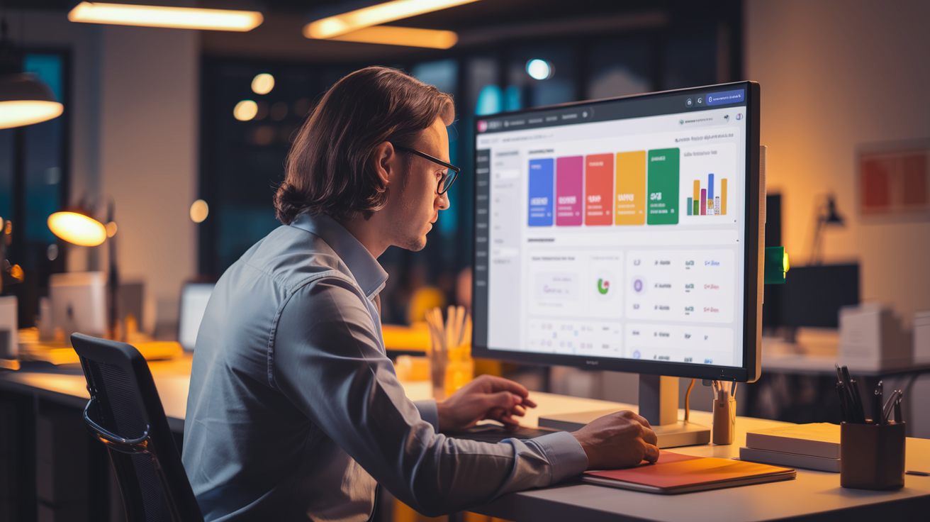Business owner reviewing Google Ads conversion tracking data on a laptop