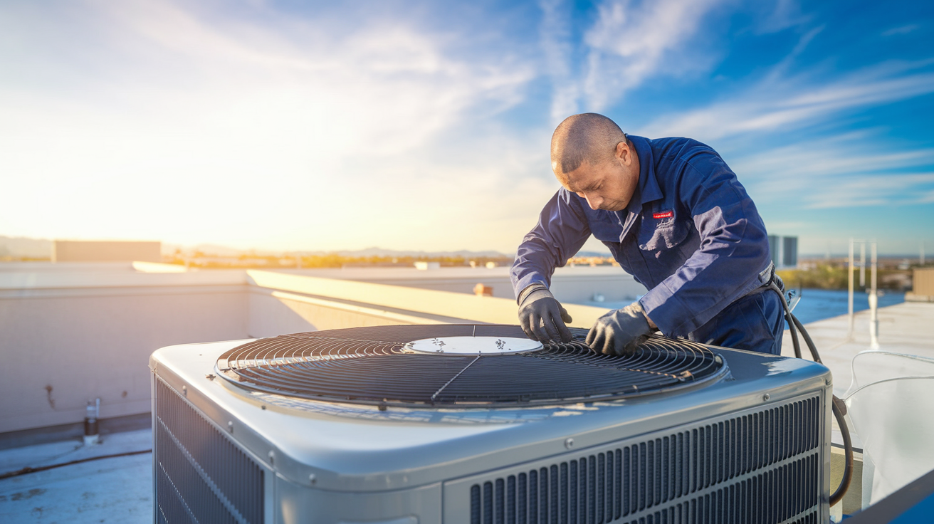 HVAC business owner comparing marketing agency proposals at a desk
