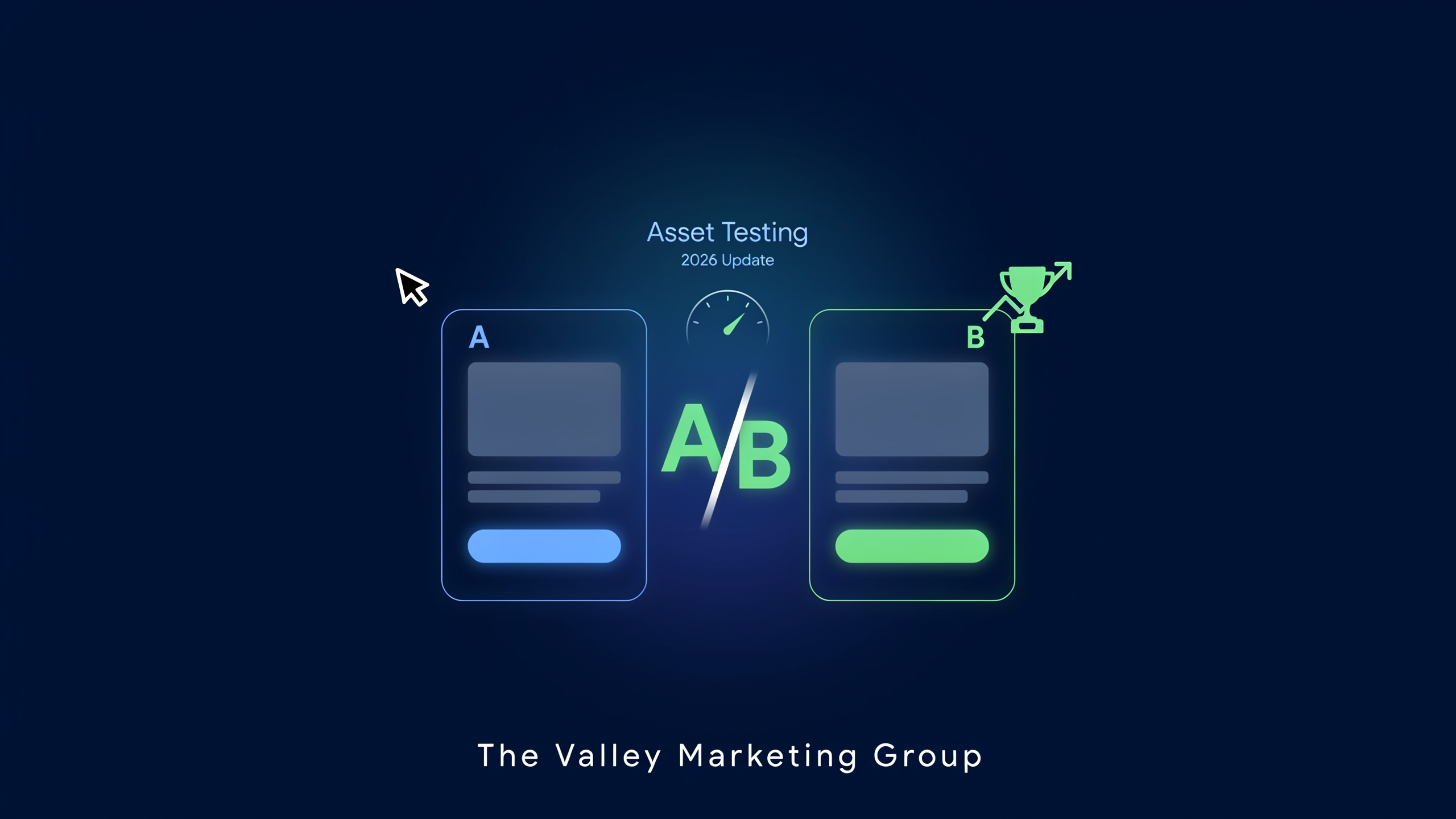 Service business marketer comparing Performance Max asset A/B test results on a dashboard