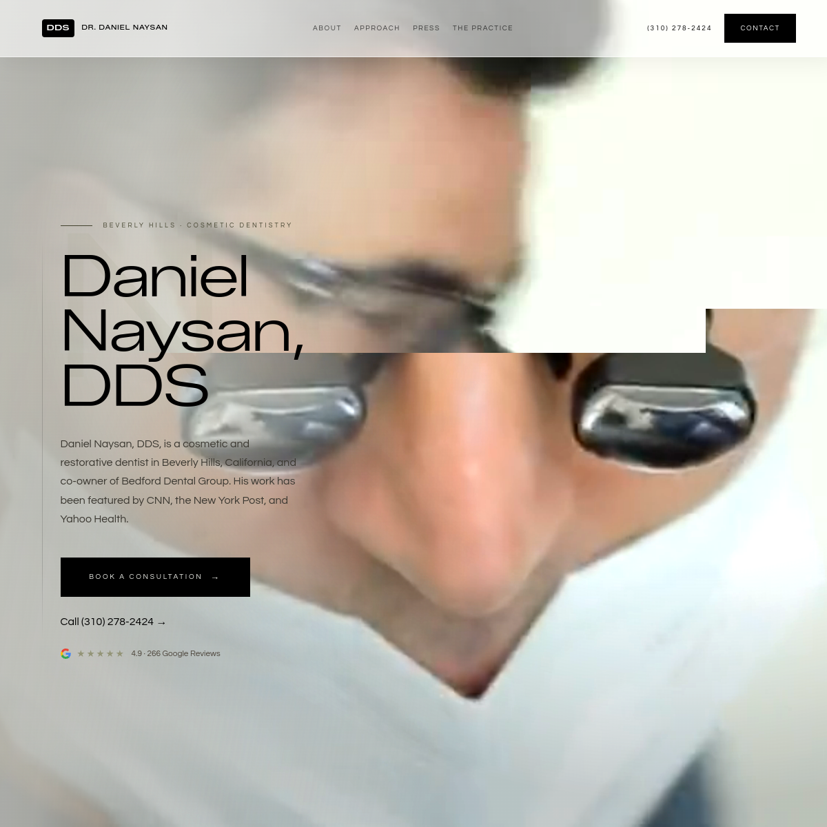 Screenshot of the Dr. Daniel Naysan, DDS website